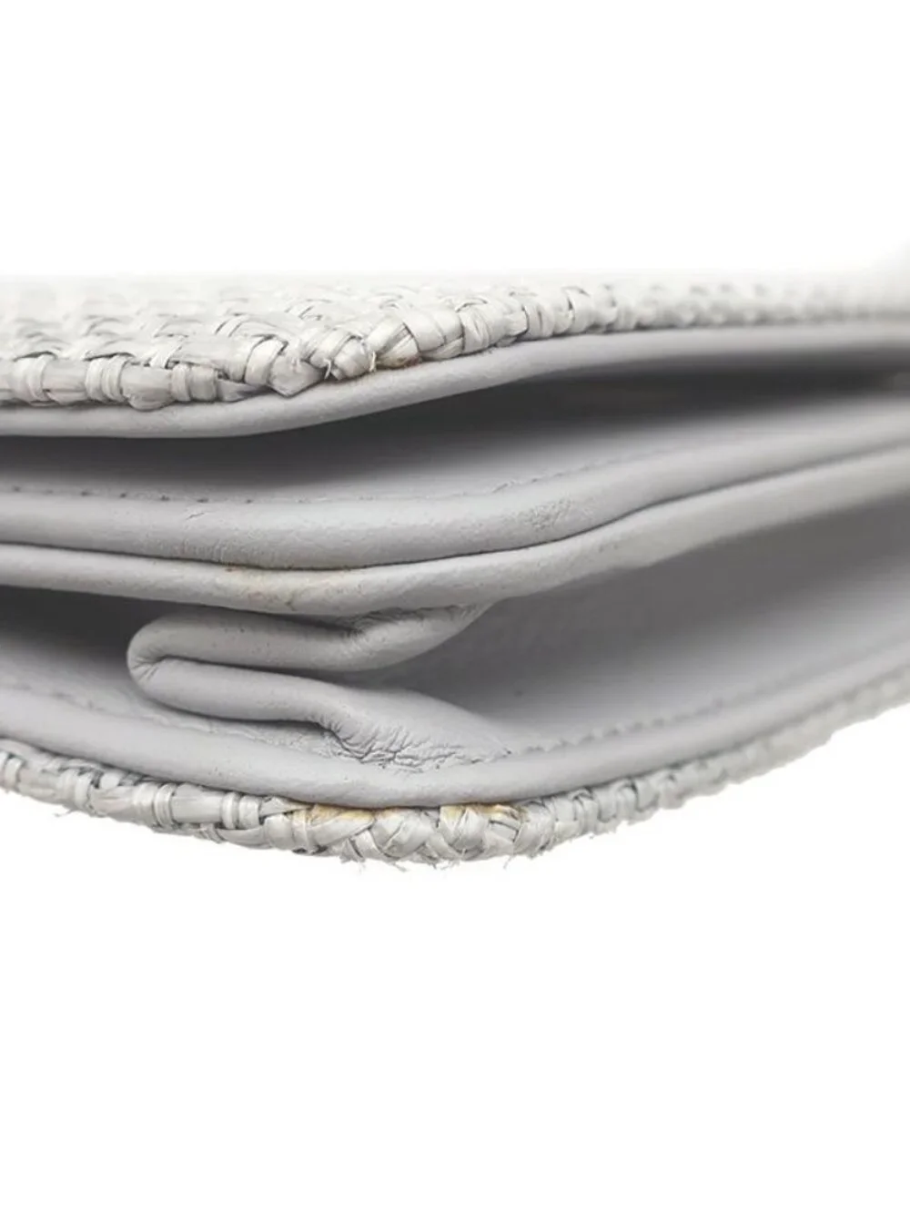 Chanel Chain Wallet Deauville Canvas Leather Gray Silver Logo CC Shoulder Bag 24